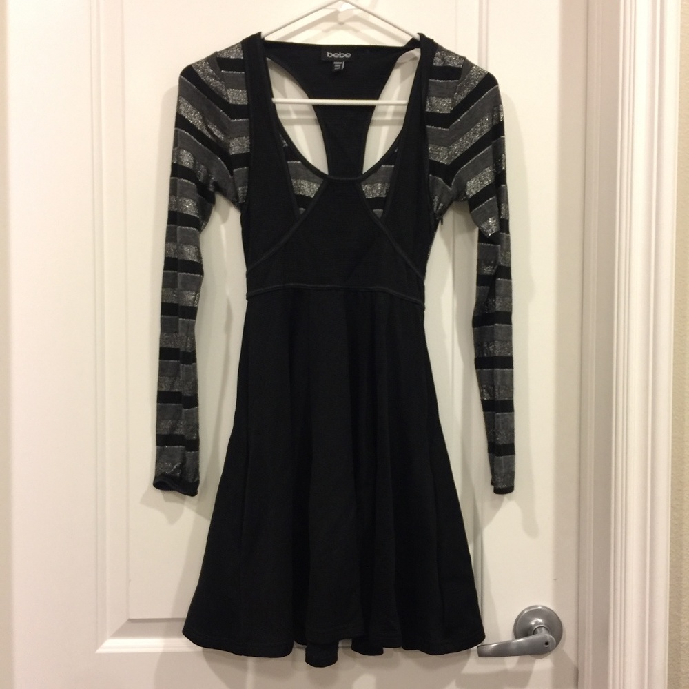 BEBE Black Long Sleeve Dress Size XXS